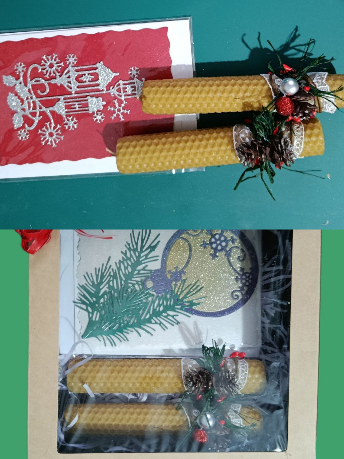 Set 2 luminări și felicitare